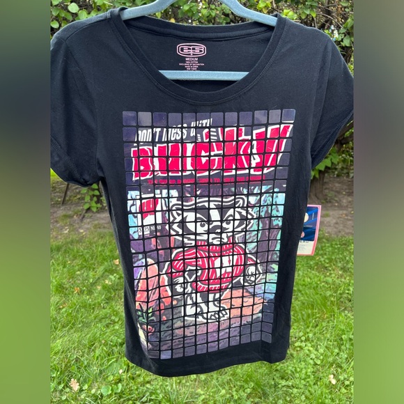 🦡🌹NEW Mosaic Tile Wisconsin Badgers Cuffed Sleeve T-Shirt | S/M Fitted | Rare - Picture 4 of 17